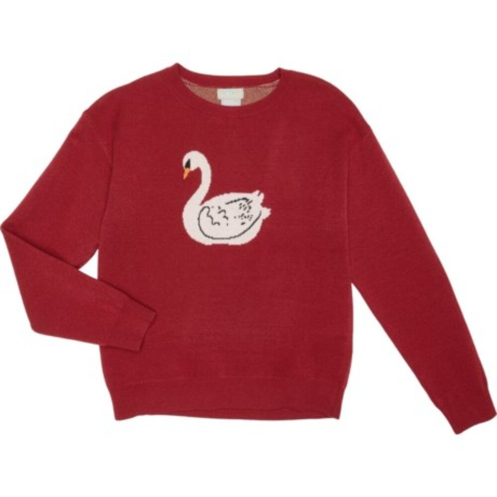 Piper and Posie, Girls Swan Sweater, Burgundy, Size 7-8, NWT